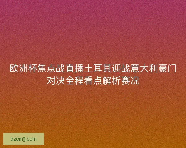 欧洲杯焦点战直播土耳其迎战意大利豪门对决全程看点解析赛况